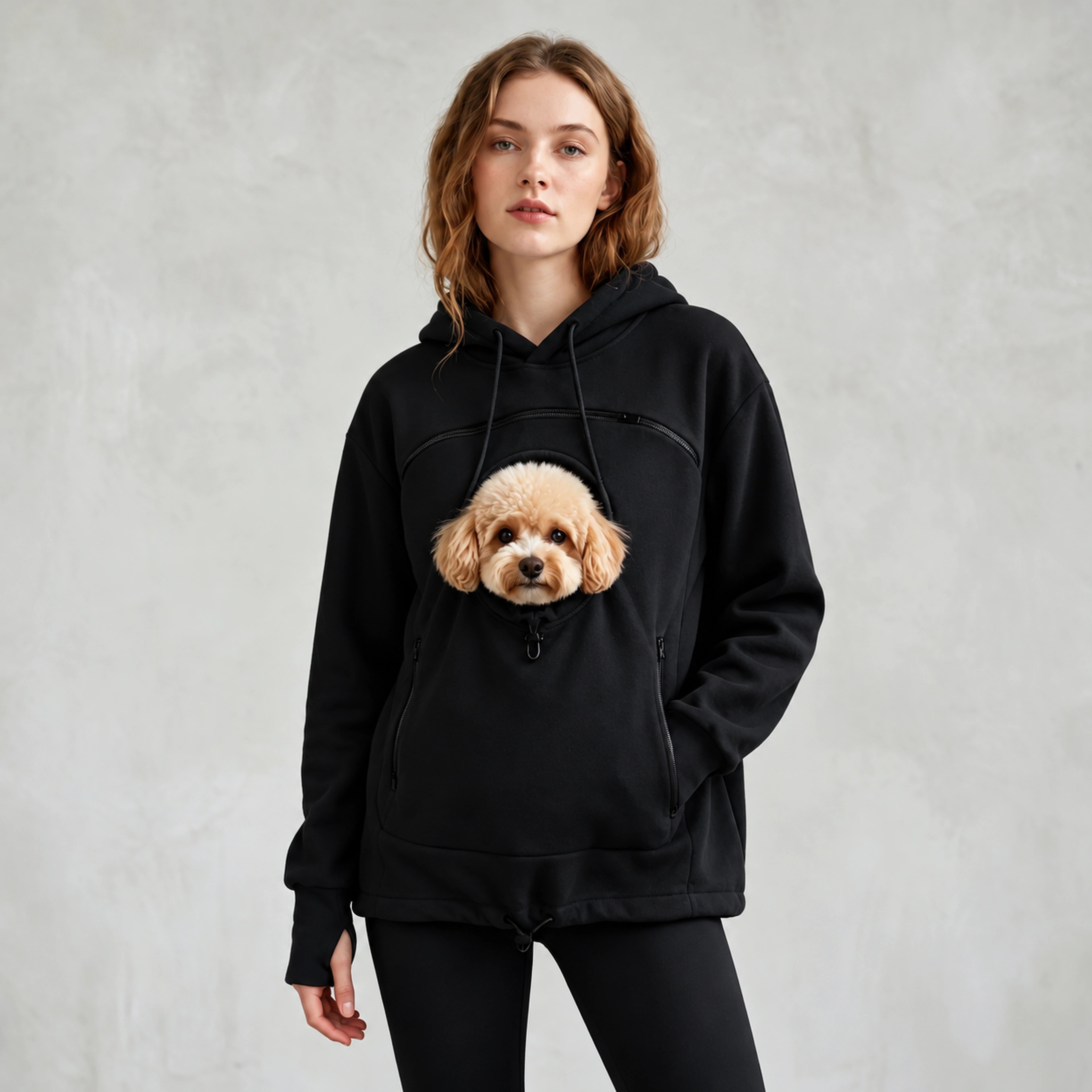 Midnight Black pet pouch hoodie